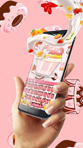 Pink ice cream fruit keyboard स्क्रीनशॉट 1