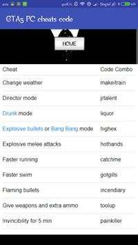 Cheat Codes- GTA screenshot 1