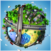 Car Traffic City On Fire Red icon