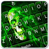 Neon Green Light Skull Keyboard Theme icon