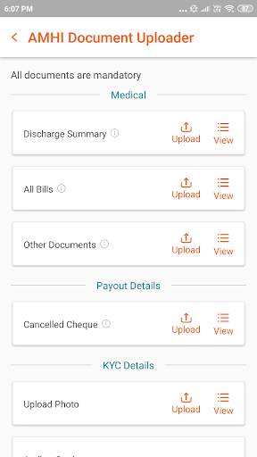 HDFC ERGO Health Claims docUpl screenshot 2