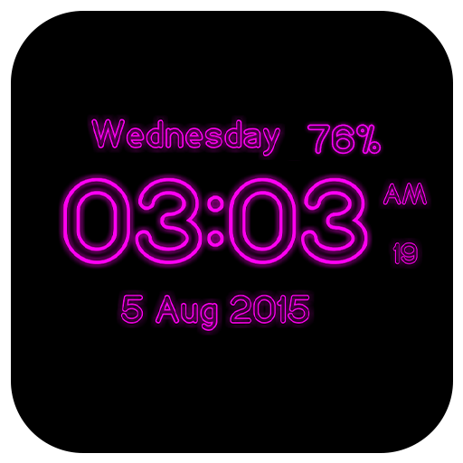 ikon Neon Digital Clock Live Wp