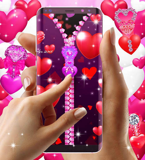 Heart zipper lock screen screenshot 1