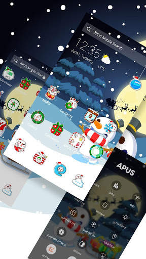 Merry Christmas Cute Snowman-APUS Launcher theme screenshot 2
