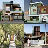 face house front elevation design icon