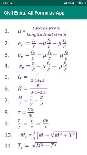 Civil Engg. All Formulas App screenshot 1
