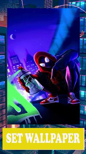 Spider Hero Rope Man Miles Morales HD Wallpaper screenshot 3