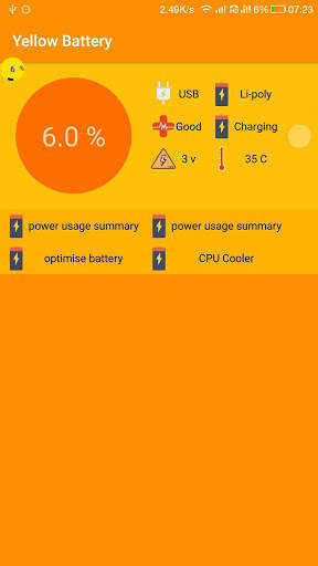 Yellow Battery Saver screenshot 1