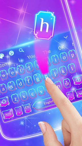 Blue Purple Neon Keyboard Theme screenshot 2