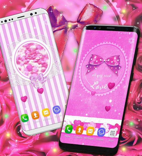 Pink Bow Live Wallpaper 🎀 Girly Pink Wallpapers screenshot 2