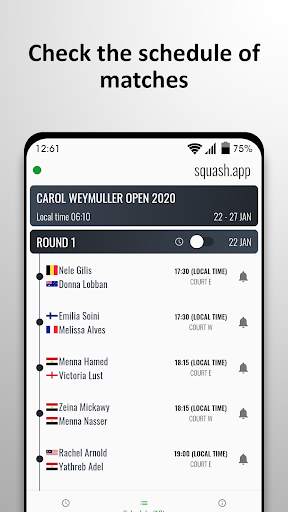 Squash Live Score with live matches notifications screenshot 1
