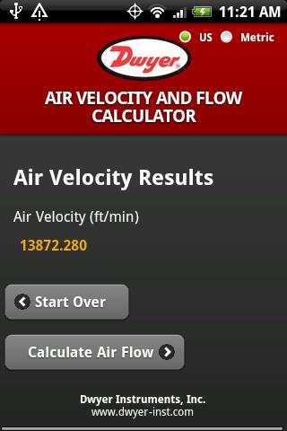 Dwyer Air Velocity Calculator screenshot 3