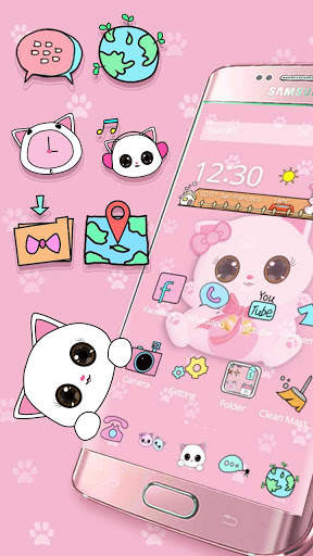 Pink Kitty Cartoon Theme screenshot 1