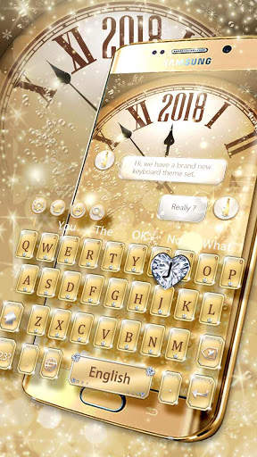 2018 Gold Diamond  Clock Keyboard Theme 3 تصوير الشاشة
