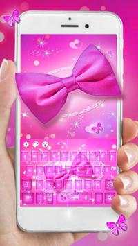 Pink Girls  Bow Keyboard Theme screenshot 1