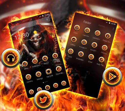 Flaming Fire Skull Reaper Theme screenshot 4