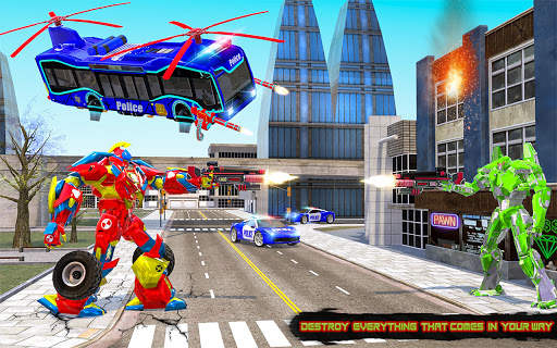 Fly Bus Robot Helicopter Car Transform Robot Games screenshot 8