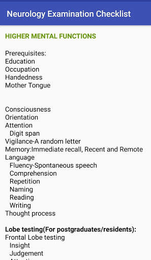 Neurology Examination Checklist screenshot 3