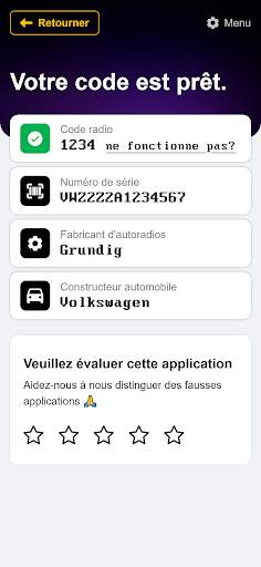 Code Autoradio Génératrice screenshot 6