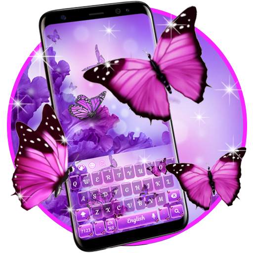 Purple Pink Butterfly Keyboard 10001003