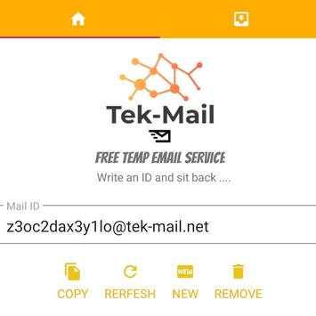 Gerçek Ücretsiz Temp Mail uygulaması Tek-Mail screenshot 1