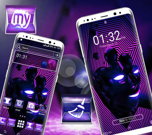 Purple Mask Launcher Theme 3 تصوير الشاشة