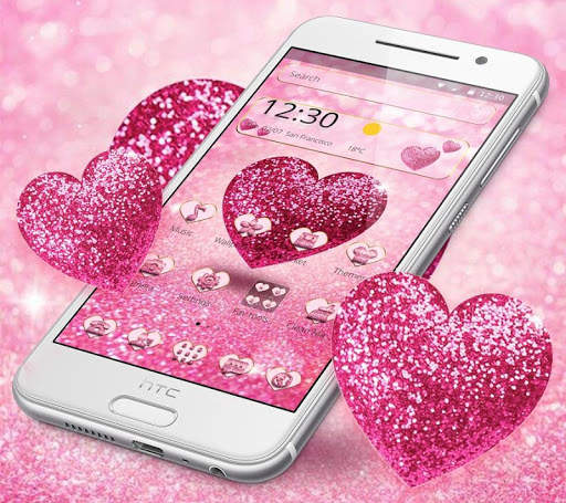 Pink Glitter Love Heart Theme screenshot 3