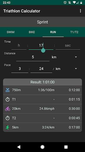 Triathlon Calculator: Pace for Swim/Bike/Run screenshot 1