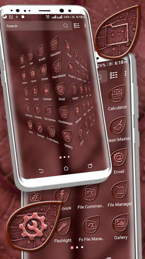 Red Leaf Texture Launcher Theme screenshot 2