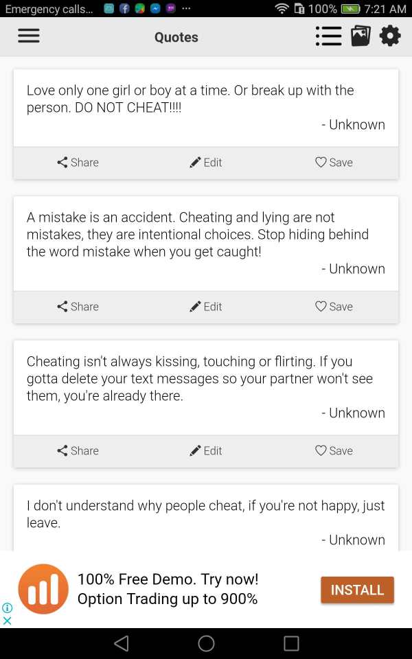 Cheating Quotes screenshot 1