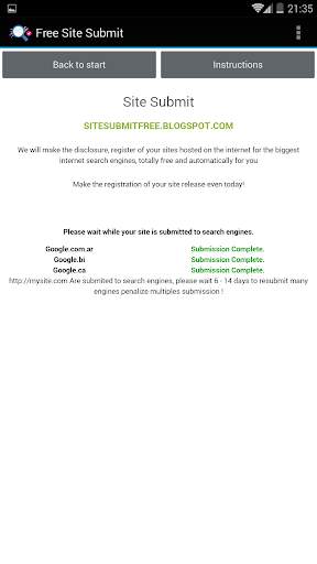 Submit Site to Search Engines 5 تصوير الشاشة