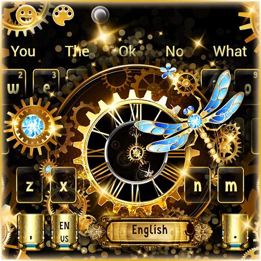 Black Gold Luxury Clock Keyboard 10001001
