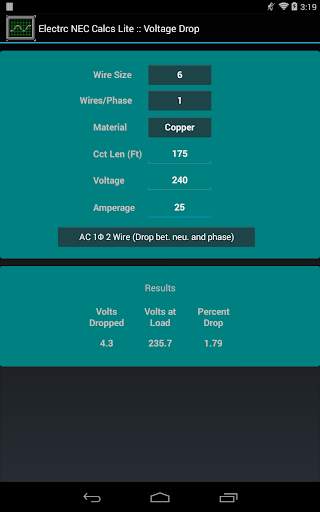 Electrc NEC Calcs Lite screenshot 10