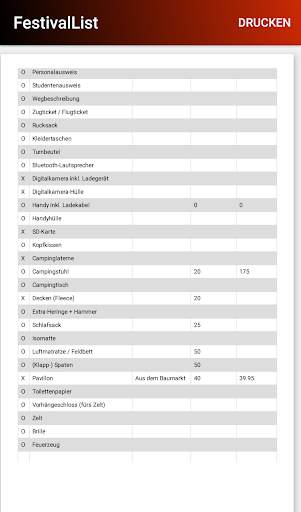 Festival Packing List скриншот 5