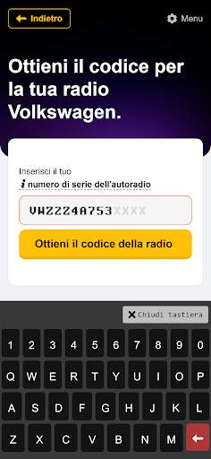 Generatore codice autoradio screenshot 2