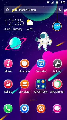 Cute Space Astronaut APUS Launcher theme screenshot 1
