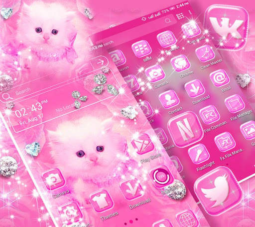 Cute Pink Cat Launcher Theme screenshot 4