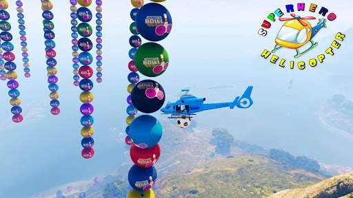 Superheroes Flying Helicopter Racing screenshot 3