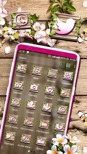 Wooden Flower Vine Launcher Theme screenshot 2