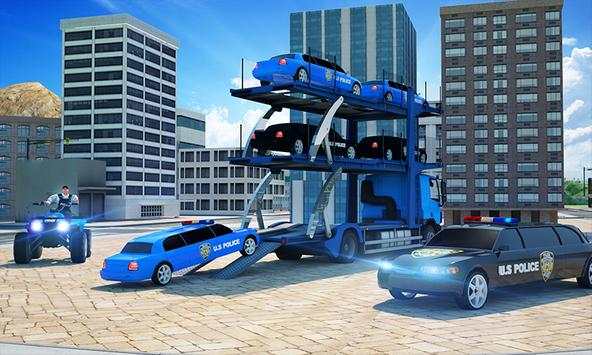 US Police Limousine Car: Truck Transporter Game screenshot 3