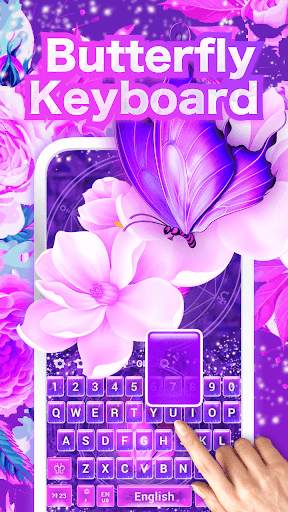Butterfly Purple Keyboard Theme screenshot 1