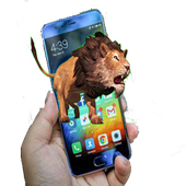 funny lion on screen icon