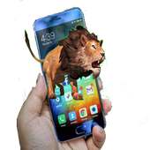 funny lion on screen
