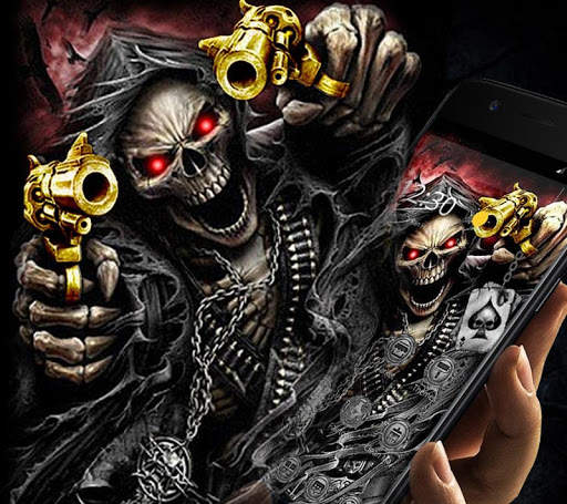Gold Fire Gun Warrior Skull Theme screenshot 4