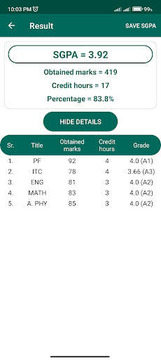 NUML GPA Calculator screenshot 3