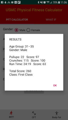 USMC PFT/CFT/Body Fat Calculator screenshot 5