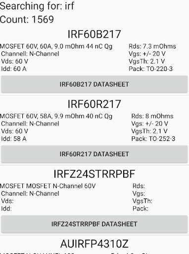 MOSFET транзисторы база данных скриншот 2