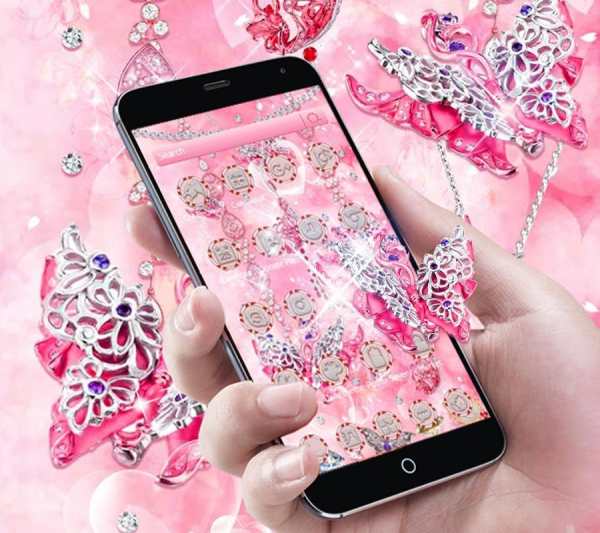 Sparkling Pink Butterfly Diamond Theme screenshot 2