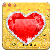 Shiny beautiful love diamond gold keyboard theme icon