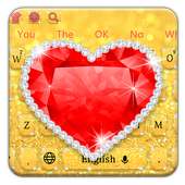 Shiny beautiful love diamond gold keyboard theme logo